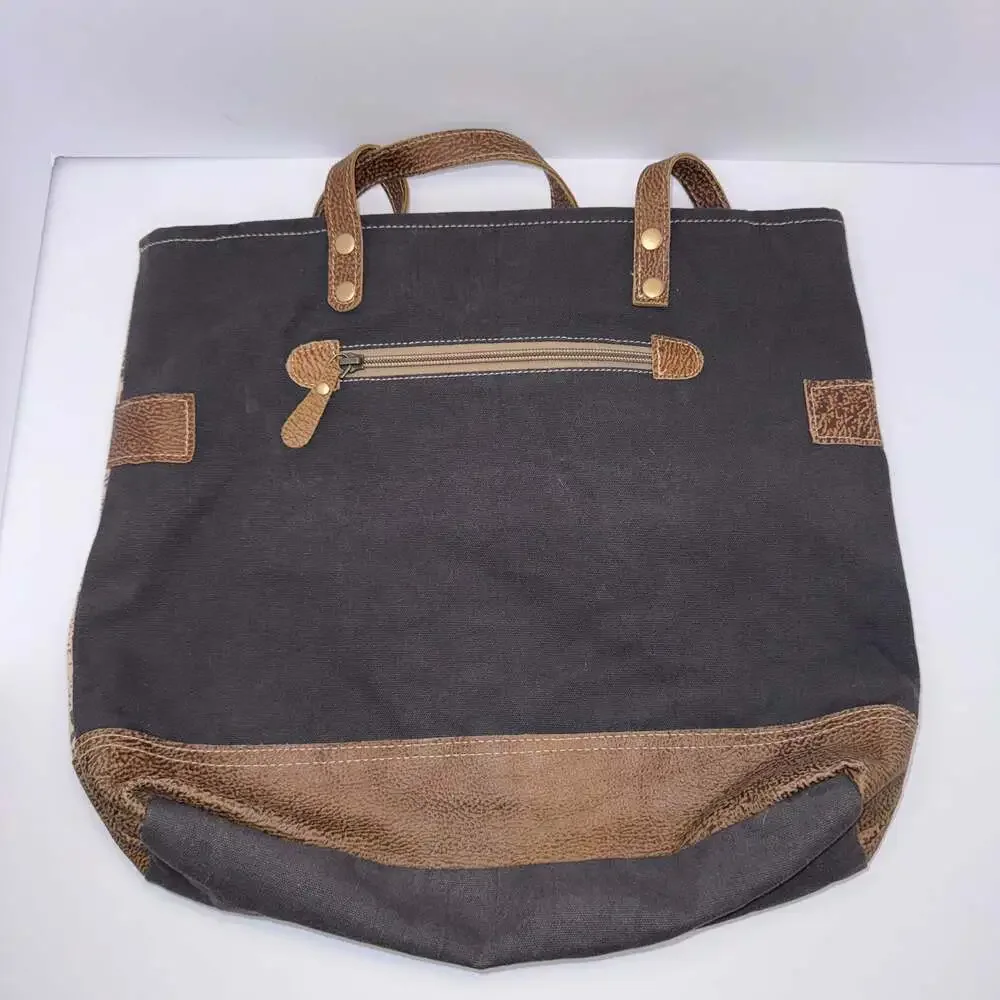 Myra Bag Canvas Faux Leather Tote Shoulder Bag Large Boho - Picture 2 of 9